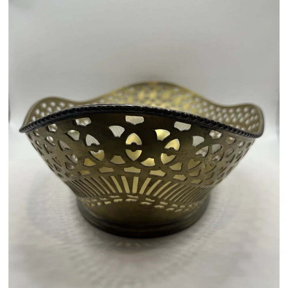 Vintage French Pierced Brass Bowl